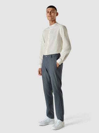 Tech Linen Mandarin Long Sleeve Shirt White