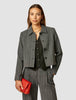 Serene Set Grey Herringbone Short Jacket & Wide Pants