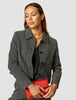 Serene Set Grey Herringbone Short Jacket & Wide Pants