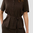 Linen Set Espresso Short Sleeved Shirt & Relaxed Pants