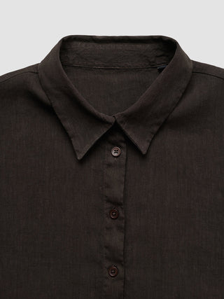 Women's Linen Shirt Short Sleeved Espresso