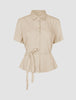 Linen Set Sandy Beige Short Sleeved Shirt & Relaxed Pants