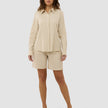 Linen Set Sandy Beige Long Sleeved Shirt & Relaxed Shorts