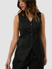 Skye Set Black Long Vest & Shorts