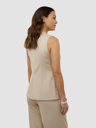 Women's Skye Long Vest Sandy Beige Melange