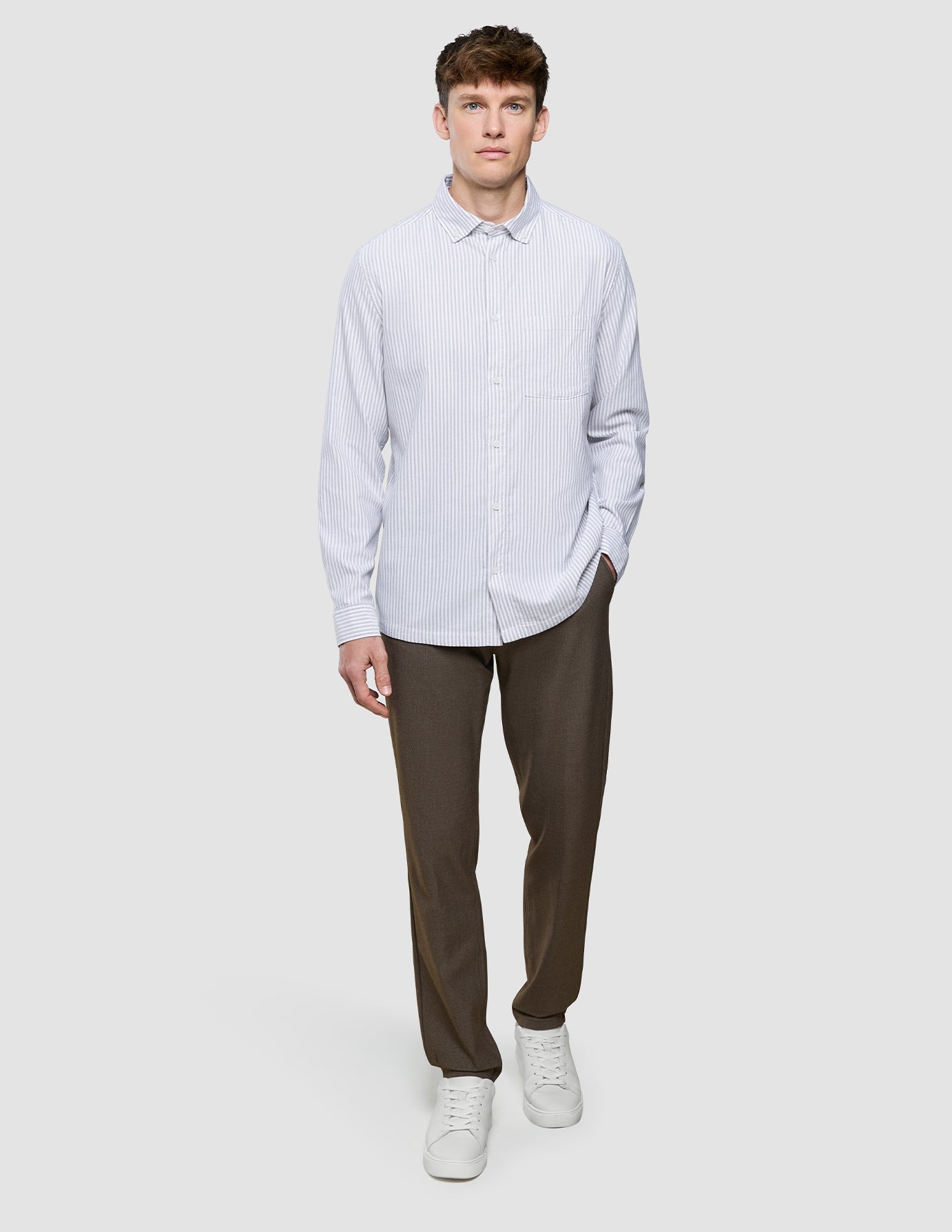 All-Day Oxford Shirt Beige Stripes