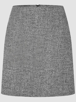 Women Ashryn Short Skirt Domino Herringbone A-line mini skirt with a back zipper closure.