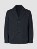 Atelier Overshirt in dark navy featuring a notched collar, two front patch pockets, and a heavyweight textured finish.