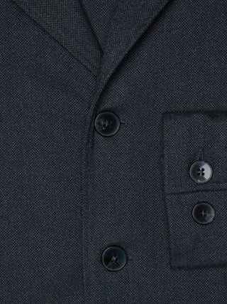 Atelier Overshirt Dark Navy in heavyweight textured dark navy with a notched collar, a chest pocket, and matching buttons.