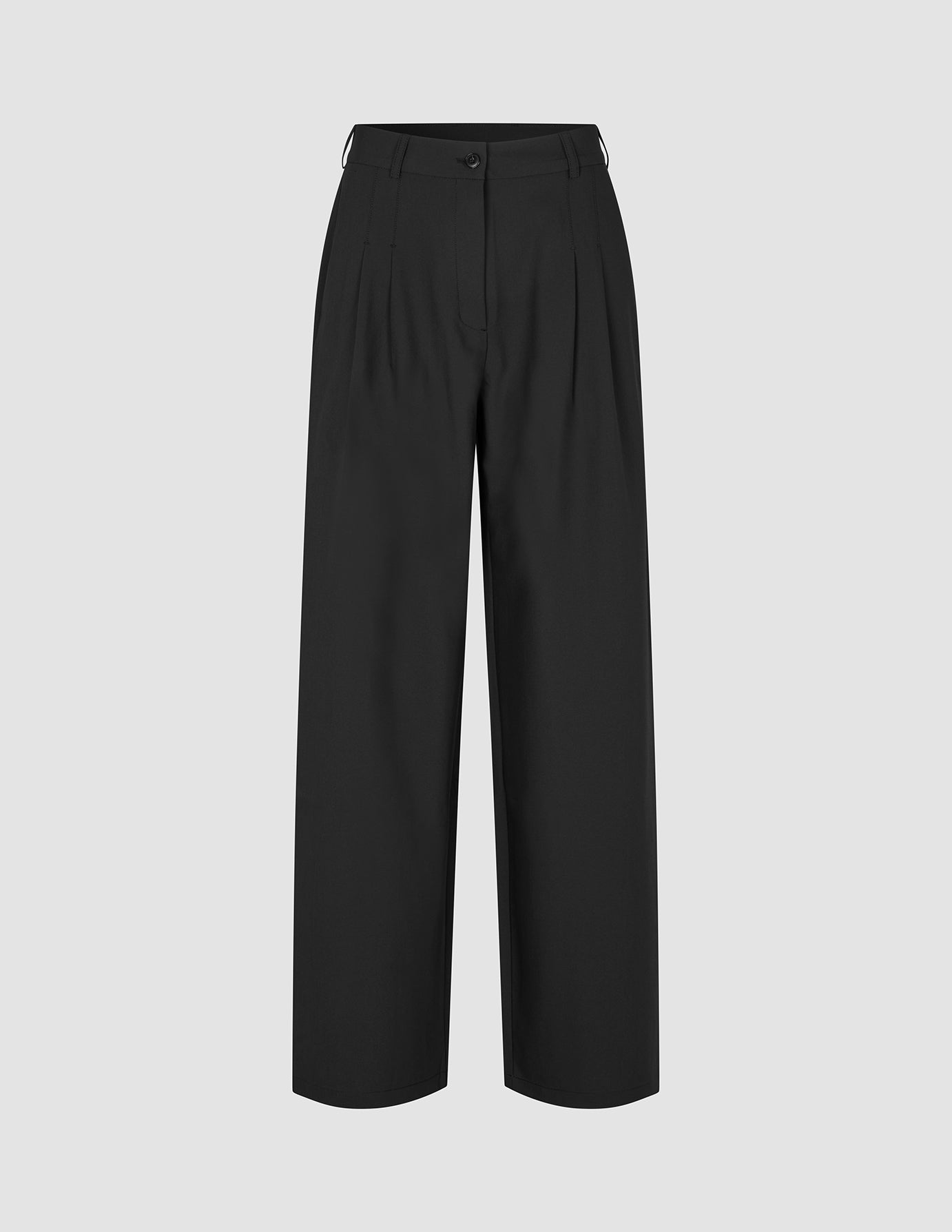Black Women’s Avira Pants Wide with a high waist, front pleats, and a button closure.