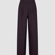 Women’s Avira Pants Wide Burgundy Berry in dark burgundy with a pleated front, button-fly closure, and a flattering wide-fit silhouette.