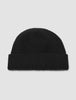 Beanie Black rib knit beanie with a folded cuff.