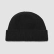 Beanie Black rib knit beanie with a folded cuff.