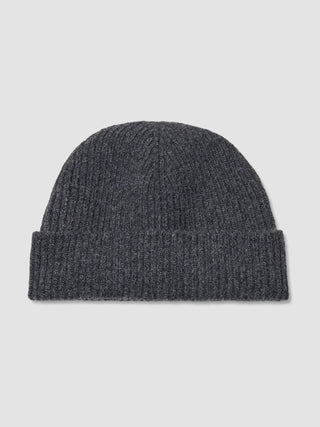 Beanie Dark Grey ribbed knit beanie in a Scandinavian design with a folded cuff.