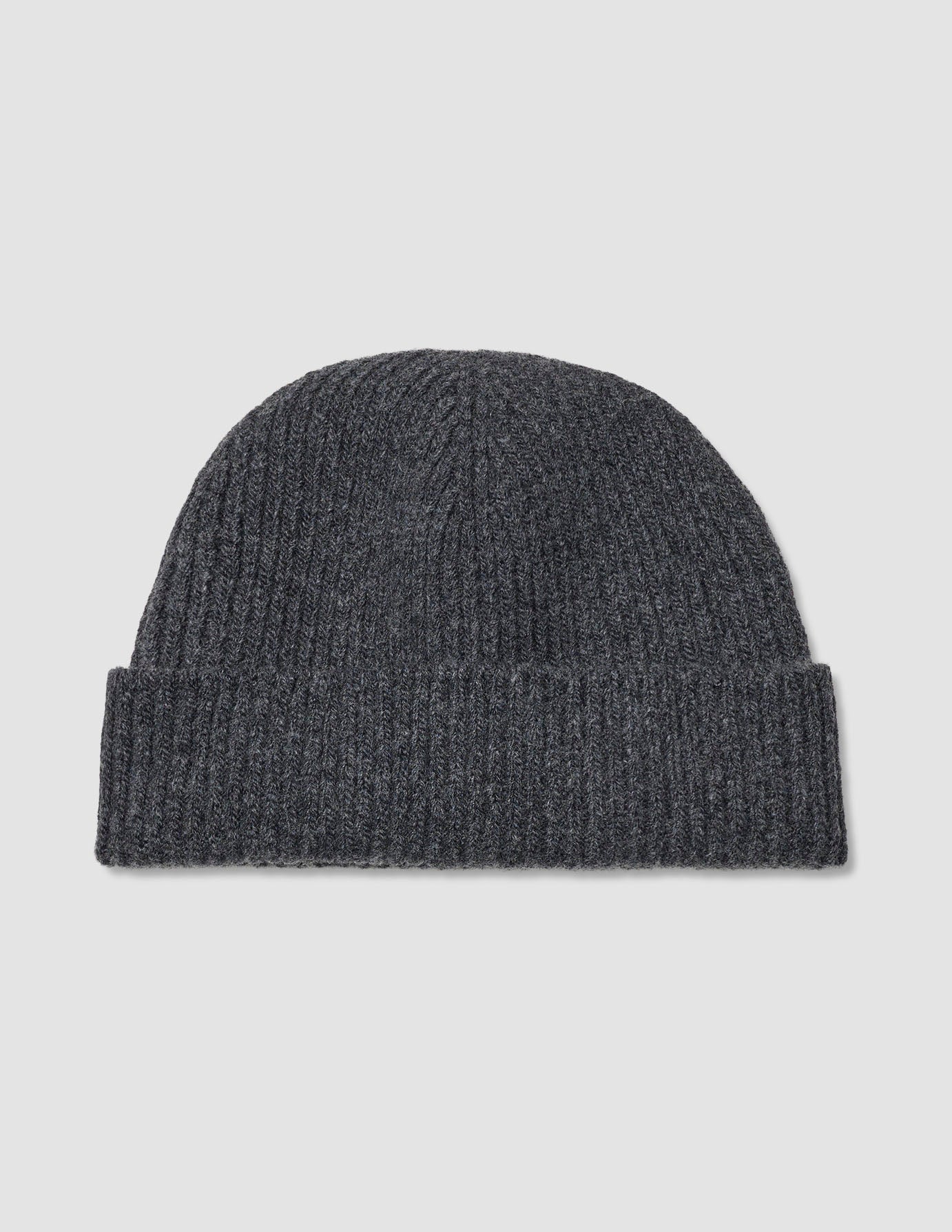 Beanie Dark Grey ribbed knit beanie in a Scandinavian design with a folded cuff.
