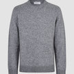 Chunky Soft Wool Knit Crewneck Glacier Grey sweater with a textured chunky knit design, featuring ribbed cuffs and hem.