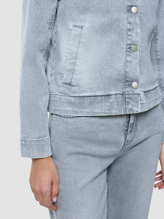 Women's Classic Denim Jacket Light Grey Washed