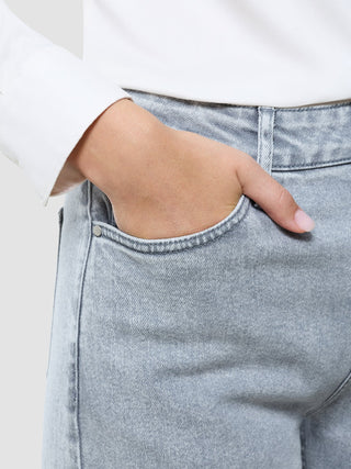 Women's Classic Jeans Straight Light Grey Washed