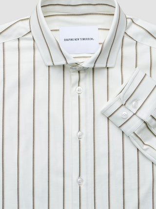 Classic Shirt Sand Herringbone Stripes Slim