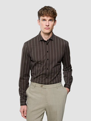 Classic Shirt Brown Pinstripes Regular