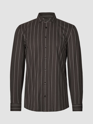 Classic Shirt Brown Pinstripes Slim