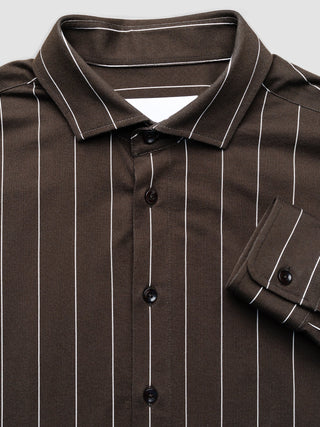 Classic Shirt Brown Pinstripes Slim