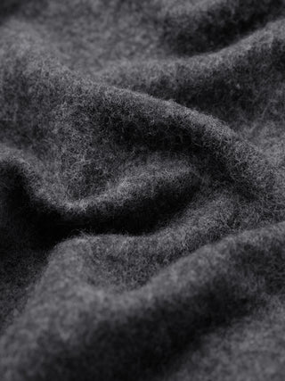 Close-up of the Double Layer Wool Overshirt Regular Dark Grey, showing the thick, dark grey felted wool blend fabric with folds.