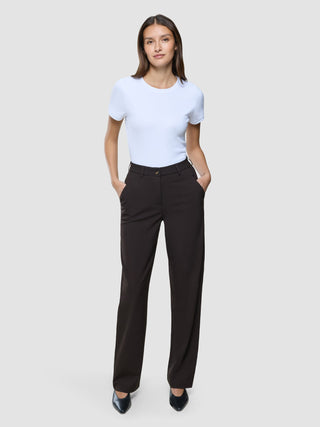 Women Ease Pants Straight Mocha Melange