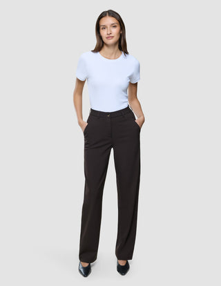 Women Ease Pants Straight Mocha Melange