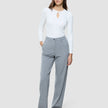 Women Ease Pants Straight Steel Melange