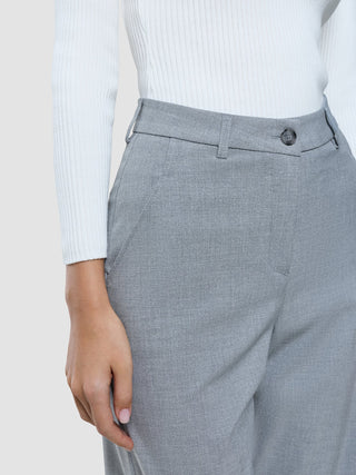 Women Ease Pants Straight Steel Melange