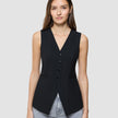 Women Ease Long Vest Black