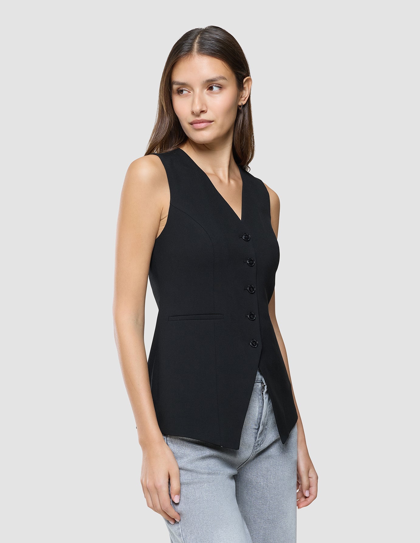 Women Ease Long Vest Black