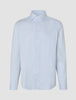 Elevated Shirt Regular Classic Blue Striped featuring an elegant long-sleeved button-down design with a light blue and white vertical stripe pattern, a standard collar, and refined Scandinavian styling.
