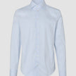 Elevated Shirt Slim Classic Blue Striped: a slim-fit, long-sleeved button-down shirt in pima cotton with a light blue and white vertical stripe pattern and a spread collar.