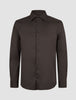Elevated Shirt Slim Dark Brown in a slim-fit, dark brown, long-sleeved button-up design with a classic collar in Scandinavian style.