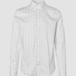 Elevated Shirt Slim Light Grey Striped, a slim fit, long-sleeved button-down shirt in white with thin grey vertical stripes, crafted from Pima cotton.