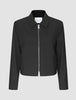 Essential Short Zip Jacket Black in minimalist black with a pointed collar.