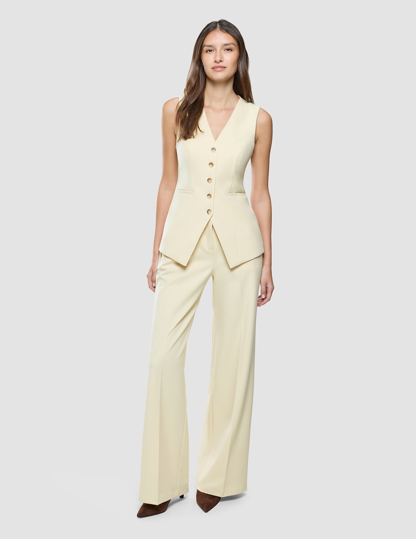 Women Essential Long Vest Misty Yellow
