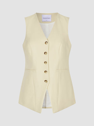 Women Essential Long Vest Misty Yellow
