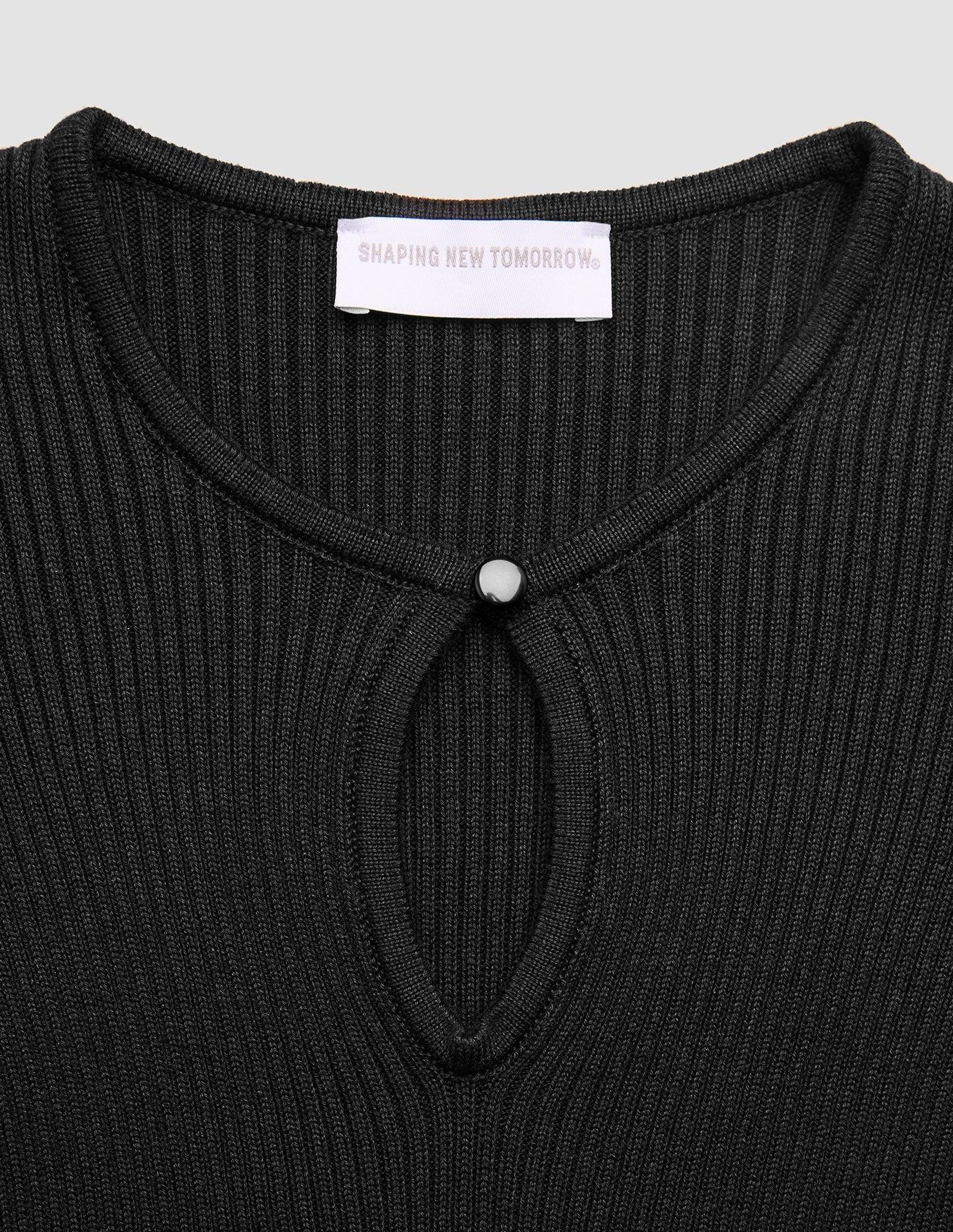 Women Fine Knit Rib Long Sleeve Black