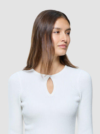 Women Fine Knit Rib Long Sleeve Off White