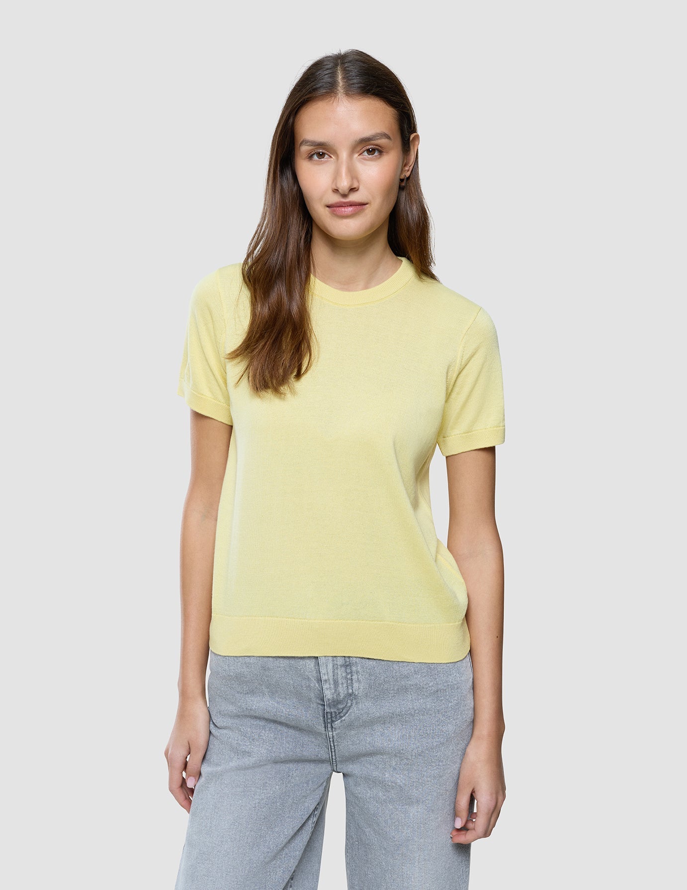 Women Fine Knit T-Shirt Sunlight Yellow