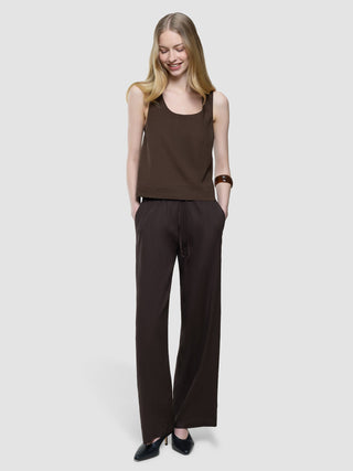 linen set espresso top relaxed pants