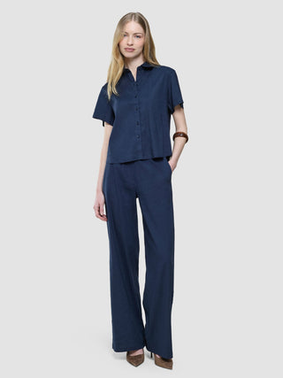 linen set night sky short sleeved shirt relaxed pants