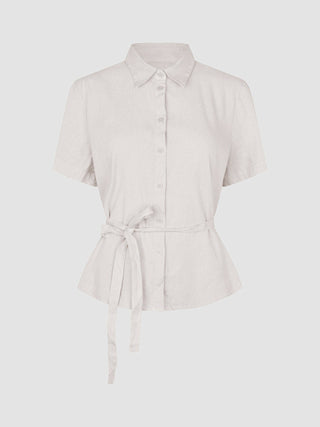 Women's Linen Shirt Short Sleeved Sandy Beige