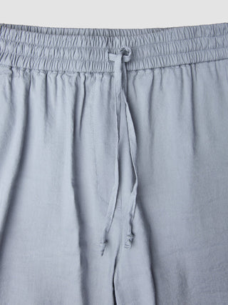 Women Linen Shorts Relaxed Stone Grey