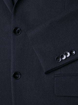 Motion Blazer Regular Midnight Blue tailored dark blue blazer featuring 360° stretch, two front buttons, a sleeve cuff with four buttons, and a welt pocket.