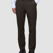 A person wearing lightweight, 360° stretch Motion Suit Pants Regular Cognac, a white button-down shirt, and black dress shoes.