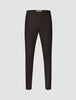 Motion Suit Pants Slim Cognac in dark brown, featuring a slim-fit cut with a button closure, belt loops, and 360° stretch.